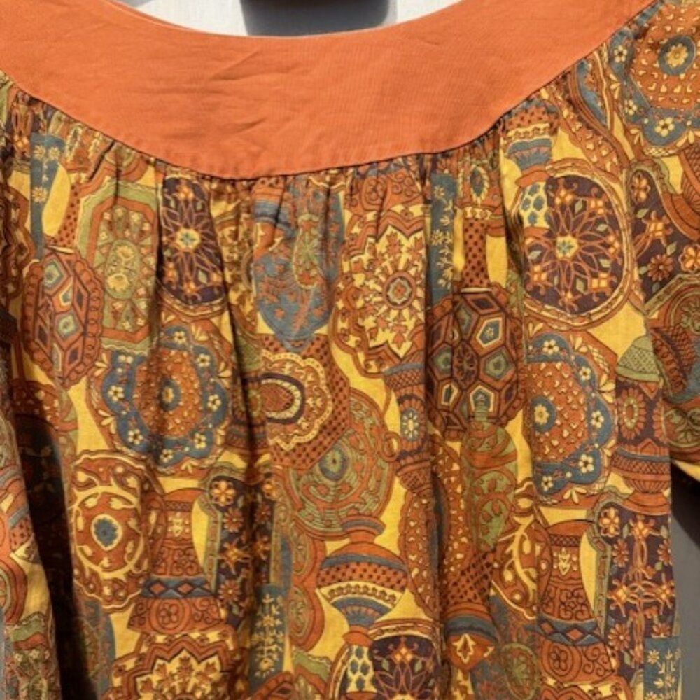 Vintage 70’s Boho paisley African print A-line swing Mini Dress - Picture 9 of 16